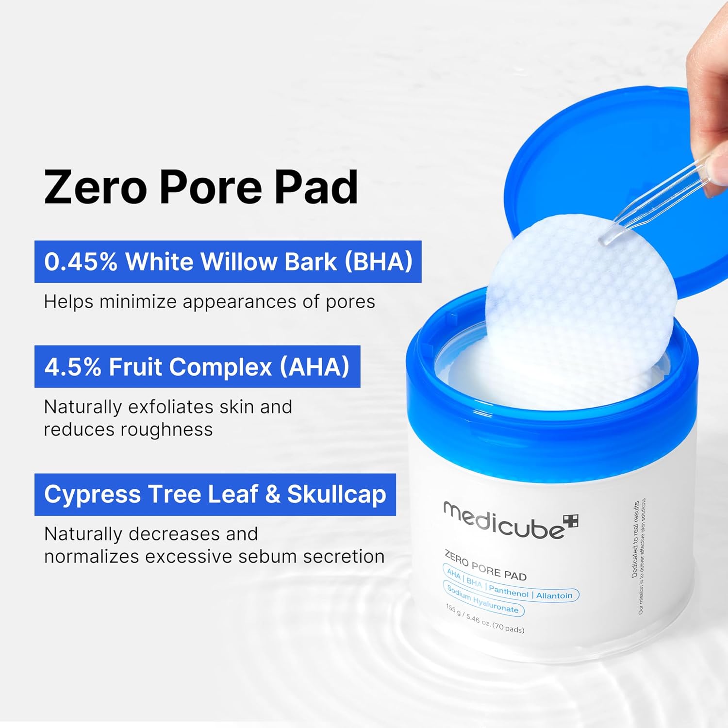 Medicube Dual-Textured Zero Pore Pads 2.0 | Gentle Daily Exfoliating Toner Wipes