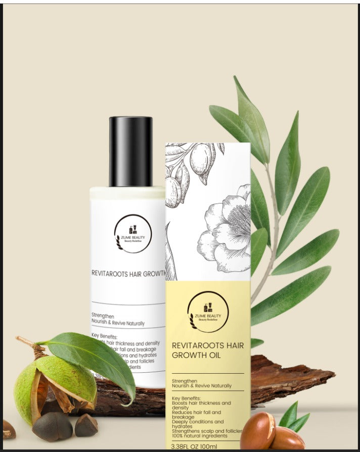 RevitaRoots Hair Growth Oil - Powerful Regrowth &amp; Strengthening Formula with Olive Fruit Oil for Men &amp; Women