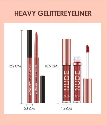 Lip Liner And Lipstick Makeup 12 Pcs Set 6 Matte Lipstick 6 Lip Liner Pens
