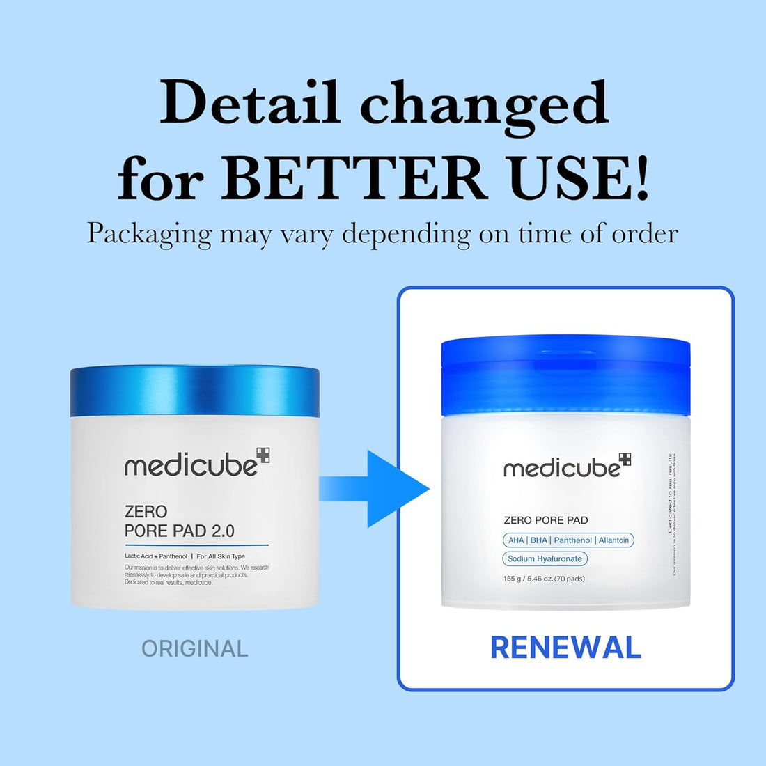 Medicube Dual-Textured Zero Pore Pads 2.0 | Gentle Daily Exfoliating Toner Wipes