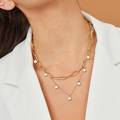 Multilayer Trend Elegant Jewelry Long Snake Chain Crystal