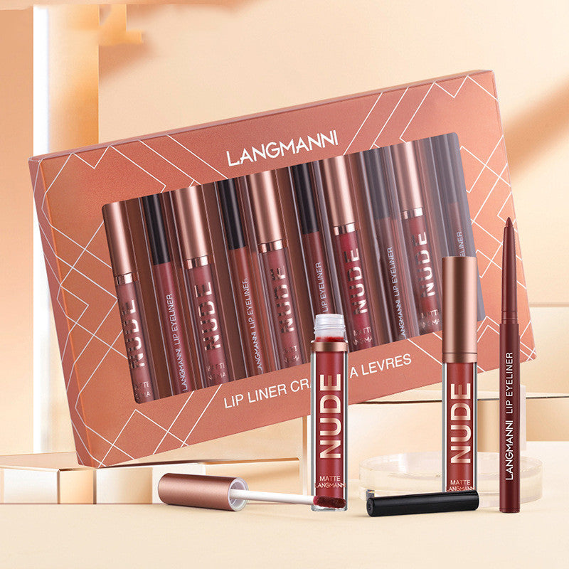 Lip Liner And Lipstick Makeup 12 Pcs Set 6 Matte Lipstick 6 Lip Liner Pens